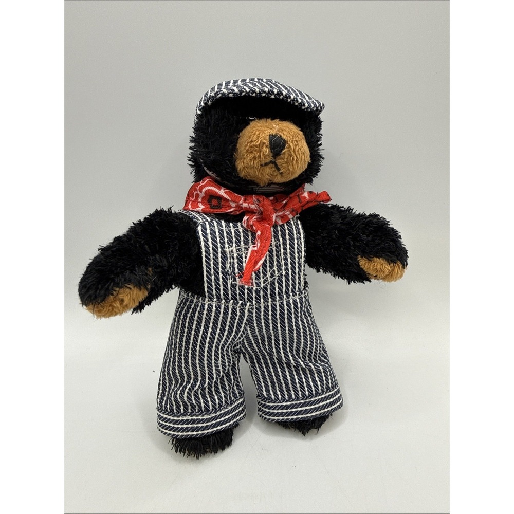 Unipak Black Bear Engineer With Red Bandana Plush Collectable‎